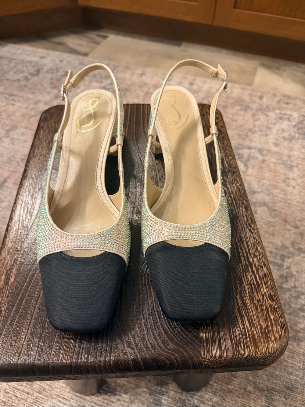 Sam Edelman sparkly Slingback Heels with Black Toe